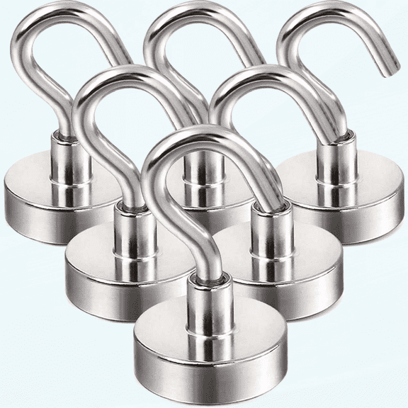 Magnetic Hooks, 25Lbs Strong Heavy Duty Cruise Magnet S-Hooks for Classroom, Fridge, Hanging, Cabins, Grill, Kitchen, Garage, Workplace and Office etc, (6 Pack-Silver),Screw in Hooks