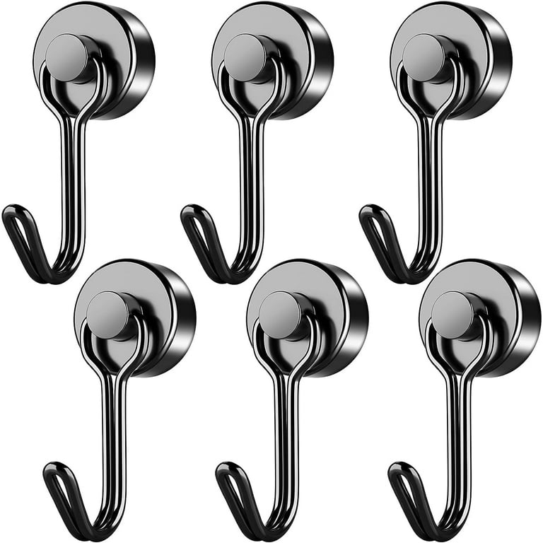 Magnetic Hooks, 6 Pack 40 lb+ Swivel Swing Magnet Hooks, Black