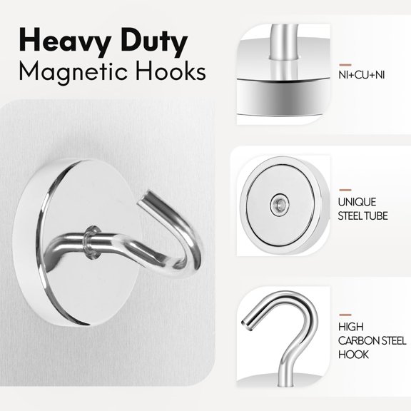 Magnetic Hooks Steel Tube Design for Cruise,130lb,5 Pack | Cruise Ship Essentials,Heavy Duty Magnett Hooks for Cabins, Refrigerator, Grill, Hanging, and Travel Extra Strong Must-Haves