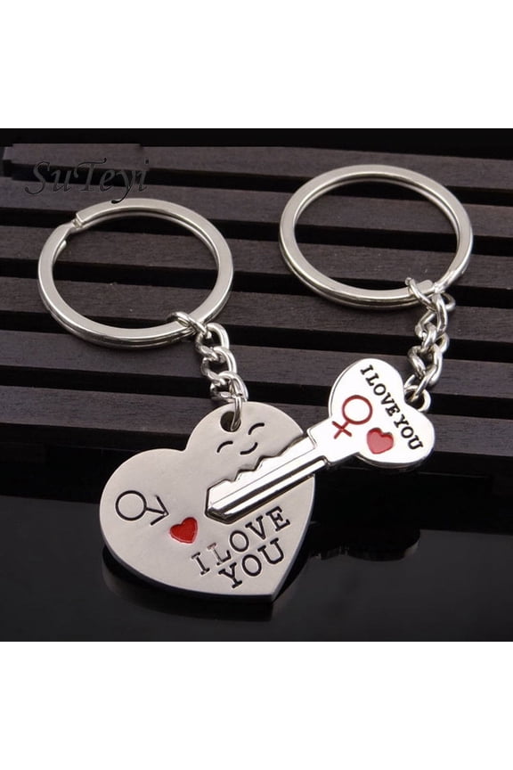 Magnetic I Love You Heart Lock Key Pendant Couple Keychains