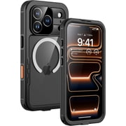 Magnetic IP68 Waterproof Dustproof Phone Case for iPhone 17 / 18 Pro Max 6.9", Heavy Duty Full-Body Rugged Protective Cover with Built-in Screen Protector,Black