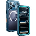 thumbnail image 1 of Magnetic IP68 Waterproof Dustproof Phone Case for iPhone 17 / 18 Pro Max (6.9"), Heavy Duty Full-Body Rugged Protective Cover with Built-in Screen Protector,Blue, 1 of 5