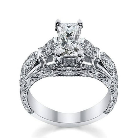 Magnetic Inexpensive Engagement Ring 0.50 Carat Princess Cut Diamond on 10k White Gold