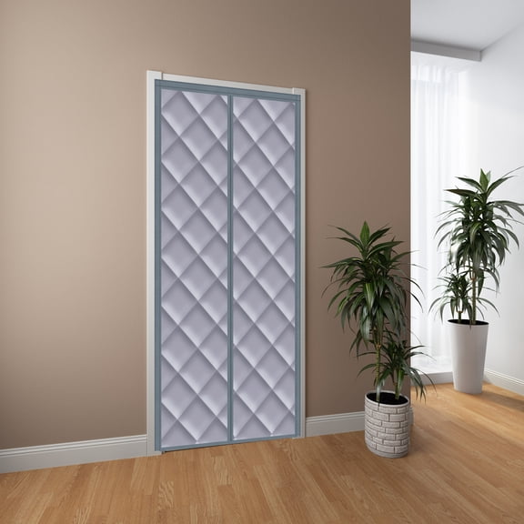 Magnetic Insulated Door Curtain, Winter Thermal Door Cover with Cold Draft Blocker, Quilted Door Insulator for Front Door Garage and RV, Energy Saving Door Draft Stopper, 31.6 x 81 Inch