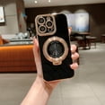 thumbnail image 1 of Magnetic Invisible Stand Case for iPhone 11, Compatible with MagSafe Built-in Camera Lens Protector Luxury Plating Shockproof Slim Thin Phone Case Cover for iPhone 11 - Black, 1 of 7