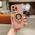 thumbnail image 1 of Magnetic Invisible Stand Case for iPhone 13, Compatible with MagSafe Built-in Camera Lens Protector Luxury Heart Pattern Plating Shockproof Slim Thin Phone Case Cover - Pink, 1 of 11