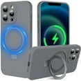 thumbnail image 1 of with Magnetic Invisible Stand Phone Case for iPhone 12 Pro Max 6.7 inches, Silicone Compatible with Magsafe Military Grade Full Camera Protection Phone Covers for Women Men(Gray), 1 of 14