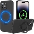 thumbnail image 1 of with Magnetic Invisible Stand Phone Case for iPhone 15 6.1 inches, Silicone Compatible with Magsafe Military Grade Full Camera Protection Phone Covers for Women Men(Black), 1 of 7