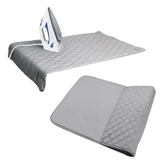 Magnetic Ironing Mat Blanket Ironing Board Replacement, Portable Iron Board Alternative Cover/Quilted Washer Dryer Heat Resistant Pad Mat Grey 19''x32''