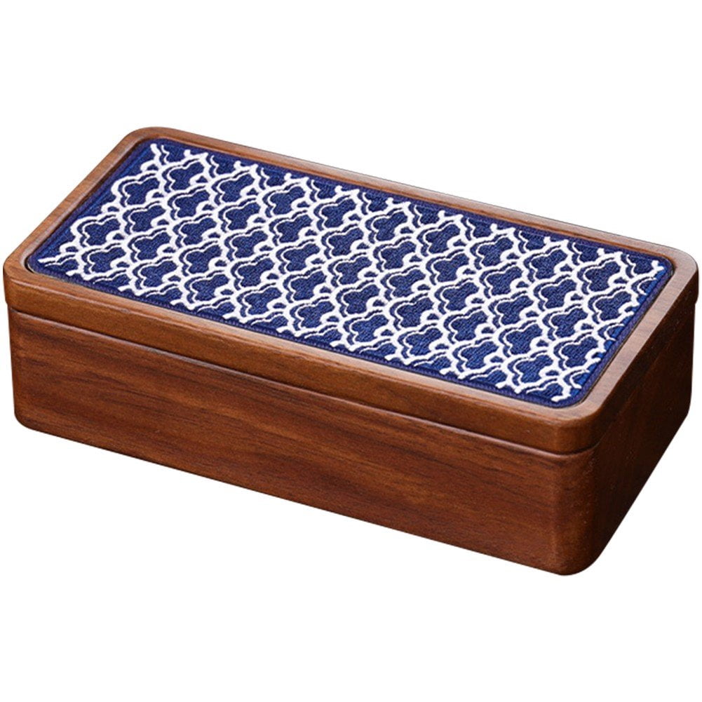 Magnetic Jewelry Box Vintage Embroidered Jewelry Box Portable Necklace Storage Box Walnut Wood Trinket Case