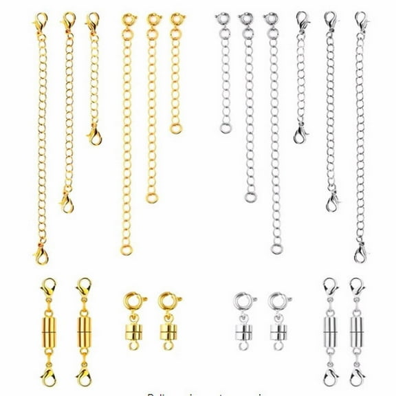 Magnetic Jewelry Clasps, Necklace Extenders, 20 Pack Necklace Clasps With Strong Magnets, Gold And Silver Plating, Jewelry Extenders For Bracelets And Necklaces, Meiiso