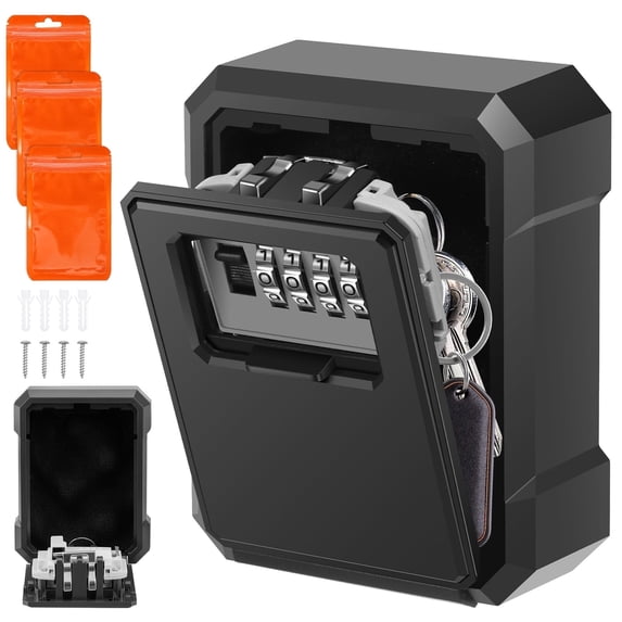 FUYGRCJ Magnetic Key Box for Under Car, Resettable Safe Security Code Lockbox with 4 Strong Magnets, Code Lock Box with 4 Digit Combination, Anti-Drop Magnetic Holder for Car, Truck, SUV