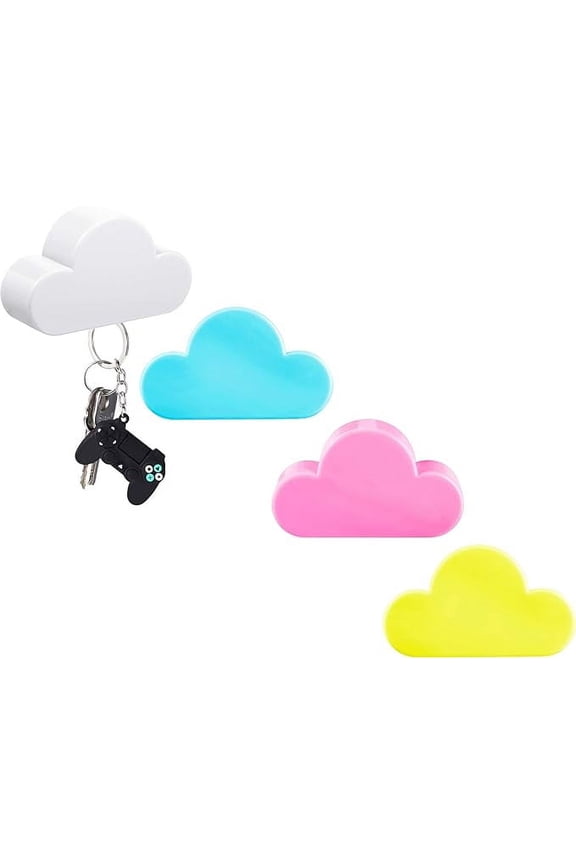 Magnetic Key Holder, ABS + Magnet Cloud Shape Novelty Cute Home Decorations to Securely Hang Multiple Keys and Keychain Perfect for Installation in Hallways Kitchens or Bedrooms, White