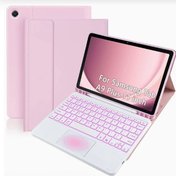Magnetic Keyboard Case for 11 Inch Tablet, Detachable Backlit Wireless Keyboard with Pen Slot, Shockproof Silicone Protective Cover, Universal Tablet Accessories