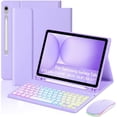 thumbnail image 1 of Magnetic Keyboard Mouse Combo Case with RGB Backlight Keypad & Pen Slot for Samsung Tab S9 11", S9 FE 10.9", S10 Lite, S10 FE 5G,Purple, 1 of 9