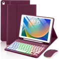 thumbnail image 1 of Magnetic Keyboard Mouse Combo Case with RGB Backlight Keypad & Stylus Slot for iPad 10.2" 7/8/9 Gen, Air 3, Pro 10.5",Dark Cherry, 1 of 9
