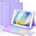 thumbnail image 1 of Magnetic Keyboard Mouse Combo Case with RGB Backlight Keypad & Stylus Slot for iPad 10.2" 7/8/9 Gen, Air 3, Pro 10.5",Purple, 1 of 9