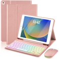 thumbnail image 1 of Magnetic Keyboard Mouse Combo Case with RGB Backlight Keypad & Stylus Slot for iPad 10.2" 7/8/9 Gen, Air 3, Pro 10.5",Rose Gold, 1 of 9