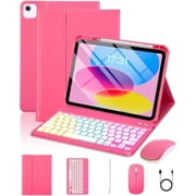 Magnetic Keyboard Mouse Combo Folio with RGB Backlight Keypad & Pen Slot for iPad 10 / iPad 11 A16, iPad Air 4 / Air 5, iPad Air 11 M2/M3/M4,Pink