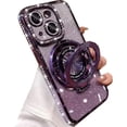 thumbnail image 1 of Magnetic Kickstand Glitter Case for iPhone 15,[Compatible with Magsafe] Luxury Bling Sparkly Diamond Rhinestone with Camera Lens Protector Soft TPU Women Girls Case for iPhone 15 6.1" (Pink), 1 of 4