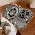 thumbnail image 1 of Magnetic Kickstand (Glitter Lens Protector ) Case for IPhone 15 14 13 12 Pro Max (Compatible with Magsafe ) Sparkling Diamond Cover Glitter Shiny Rhinestone Cases (Silver,for iPhone 15 Pro Max), 1 of 12