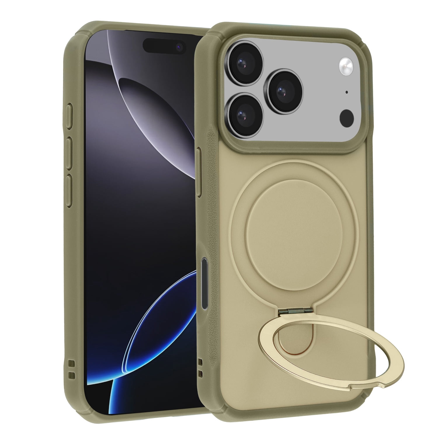 Magnetic Kickstand Protective Case for iPhone 17 Pro Max - Khaki