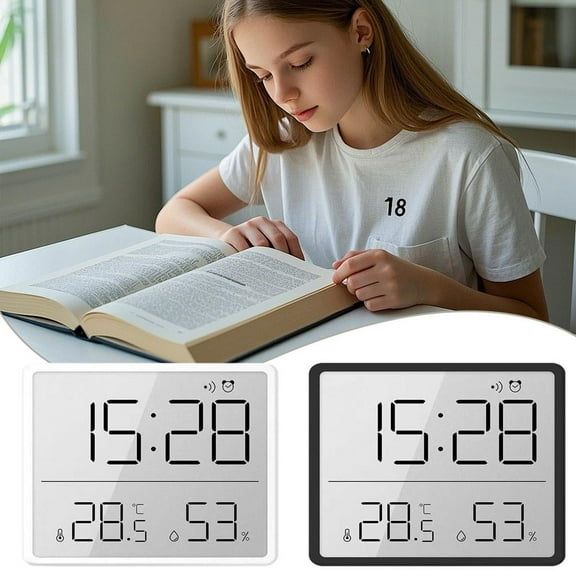Magnetic Kitchen Clock Simple Digital Wall Clock, Multi-functional Temperature and Humidity Sticky Electronic Watch