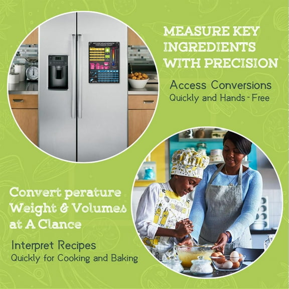 Magnetic Kitchen Dosage Conversion Chart for Cooking Measurement Baking Recipe Easy to Use Waterproof Flexible Kitchen Utensils Guide