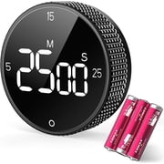 Magnetic Kitchen Timer for Cooking with Loud Alarm - Large LED Display Rotating Countdown Pomodoro Timer, Preset 5/15/25 Mins Easy Seniors and Kids for Baking Grilling Studying