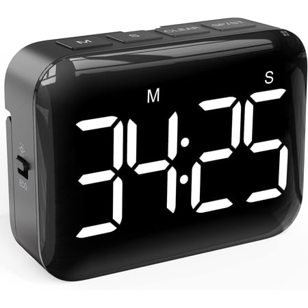 Magnetic Kitchen Timer for Cooking, Magnetic Countdown Count up Timer with Loud Volume, Easy for Kids Teachers Seniors to Use (Black)