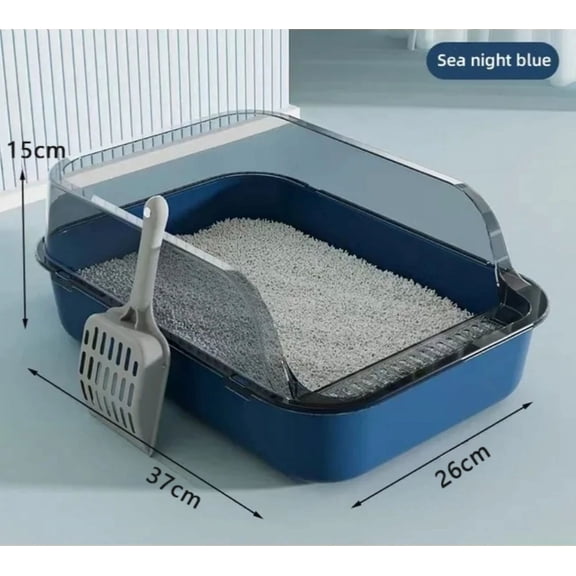 Magnetic Kitty Sandbox Litter Box Semi with Enclosed Splashproof Tray Toilet; Typpkmm