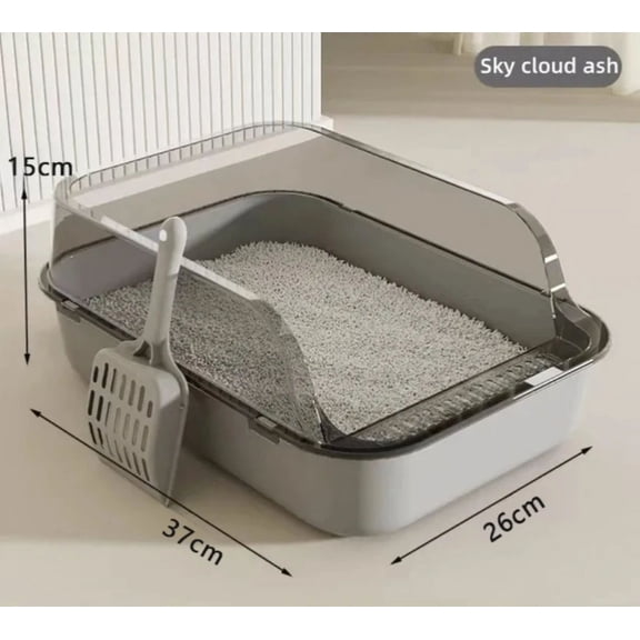 Magnetic Kitty Sandbox Litter Box Semi with Enclosed Splashproof Tray Toilet; Typpkmm