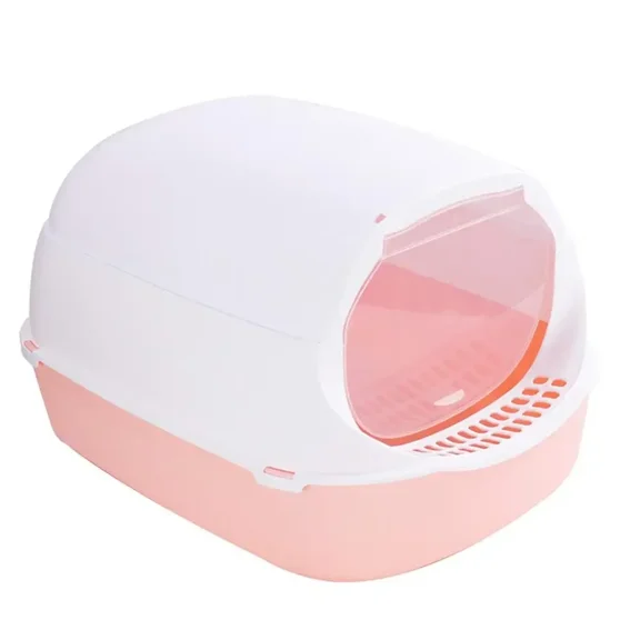 Magnetic Kitty Sandbox Litter Box Semi with Enclosed Splashproof Tray Toilet; Typpkmm