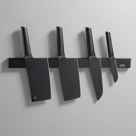 Magnetic Knife Bar Stainless Steel, QQZ Heavy Duty Wall Mounted Knife Rack, 304 Stainless Steel Magnetic Strip for Kitchen Utensils Tools Storage, Black