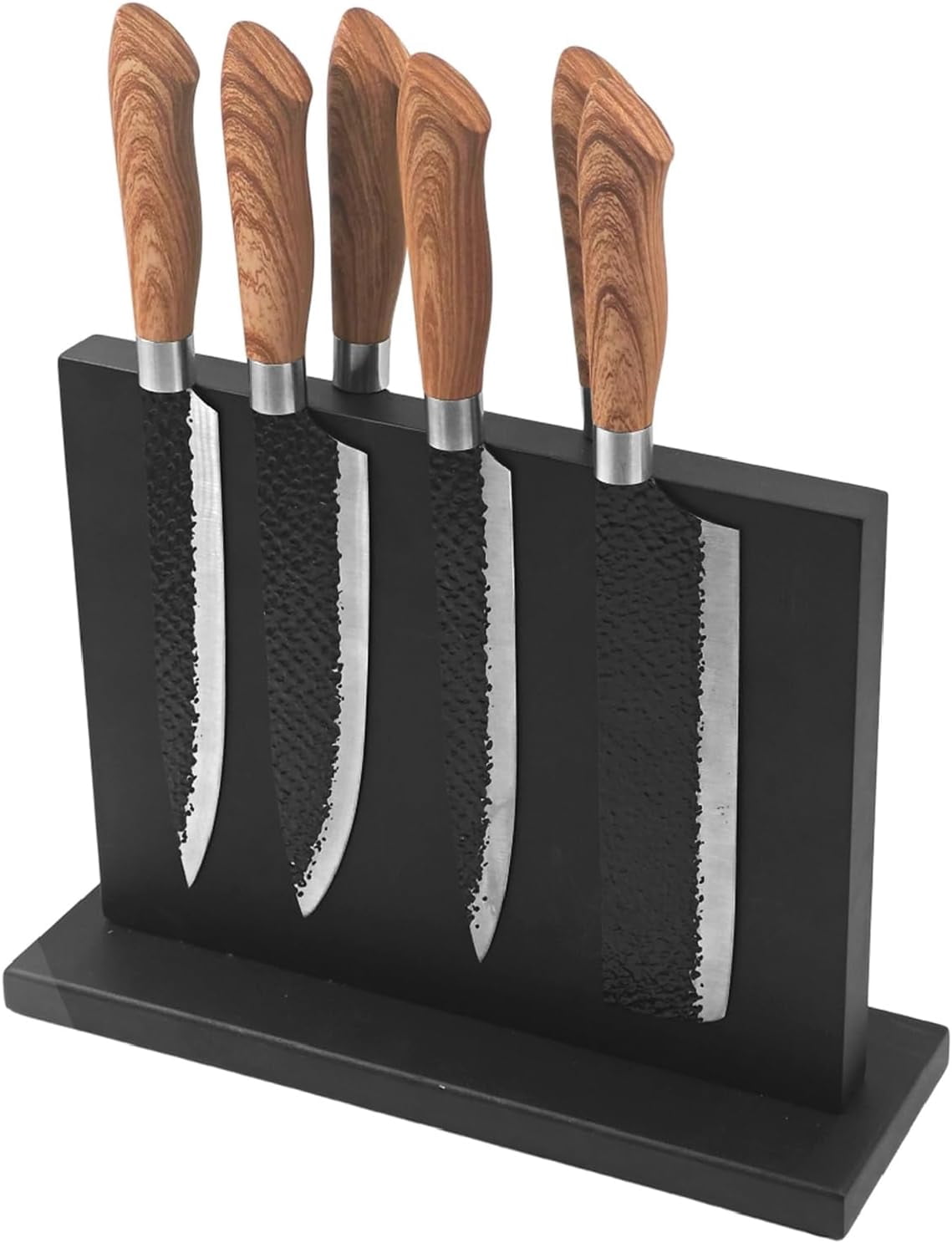 Magnetic Knife Block - Black Acacia Wood Knife Holder Stand,12 Inch ...