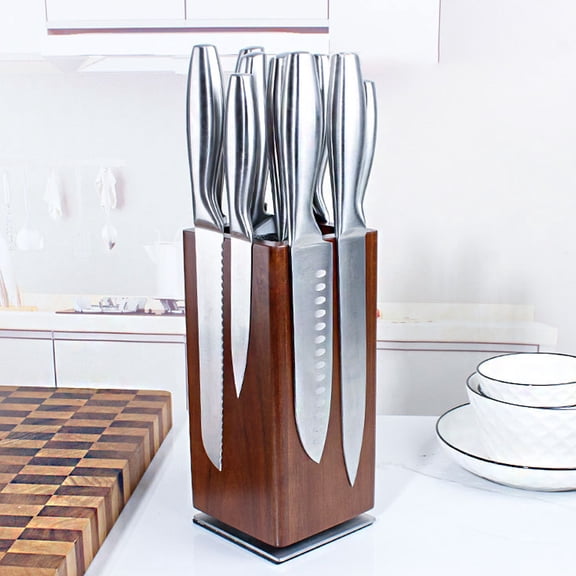 Magnetic Knife Block Holder, 360Rotatable Knife Holder with Non-Slip Base, Large Capacity Knife Storage for Knives and Utensils, Countertop Knife Block Without Knives