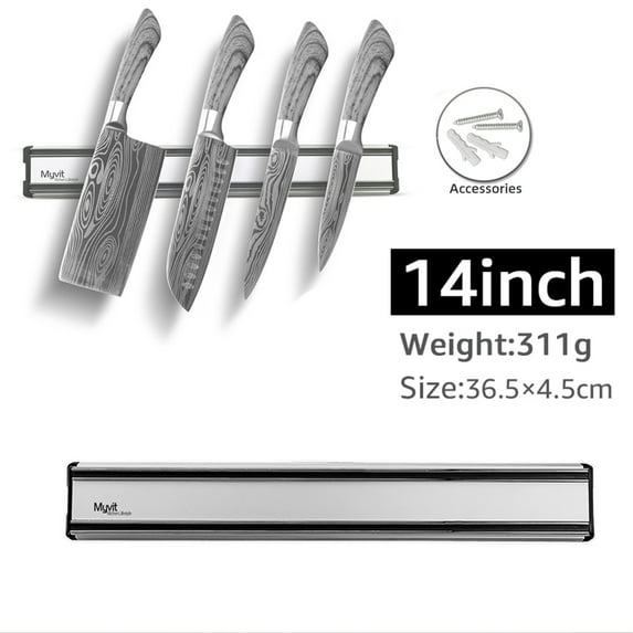 Magnetic Knife Holder for Wall,14-inch Utensil Knife Holder Stainless Steel Wall Mounted Knives Storage Tool Cutlery Organizer Rack