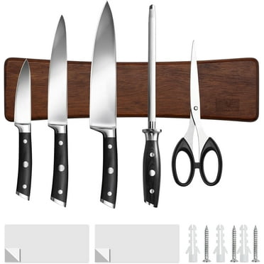 Magnetic Knife Strips, Magnetic Knife Holder for Wall 16 Inch, Acacia Wood Knife Magnetic Strip Use as Knife Bar, Knife Holder for Kitchen Utensil Organizer
