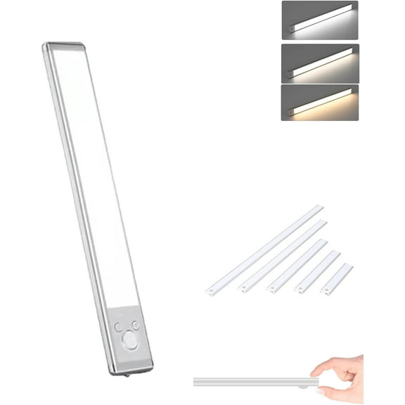 Magnetic LED Light — Infrared Motion-Sensing Light, Under Cabinet Lighting Motion Sensor, USB Rechargeable Magnetic Under Cabinet Lights, Wireless Under Counter Lights Kitchen (Black, 20cm)