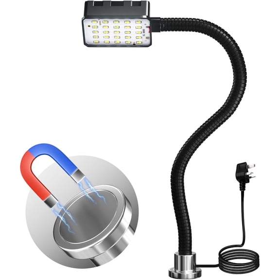 Magnetic LED Machine Work Light 10W Flexible Gooseneck Lamp with Strong Magnetic Base Broad for Lathe Drill Press Workbench Auto Repair Shop Indoor Use