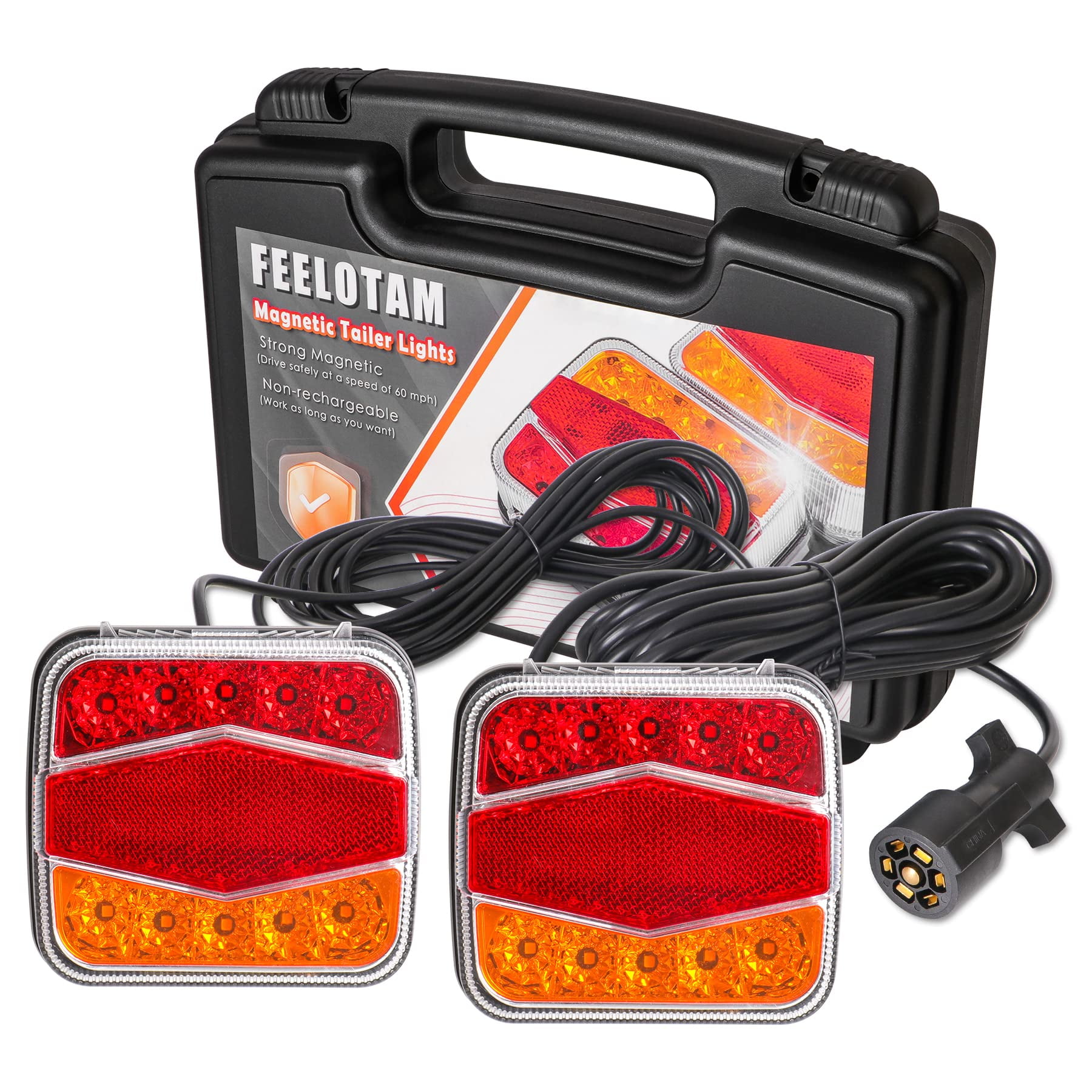 LED Trailer DU20Towing Light Kit 24ft Cable with 7 Pin Plug Board Tail Brake Stop