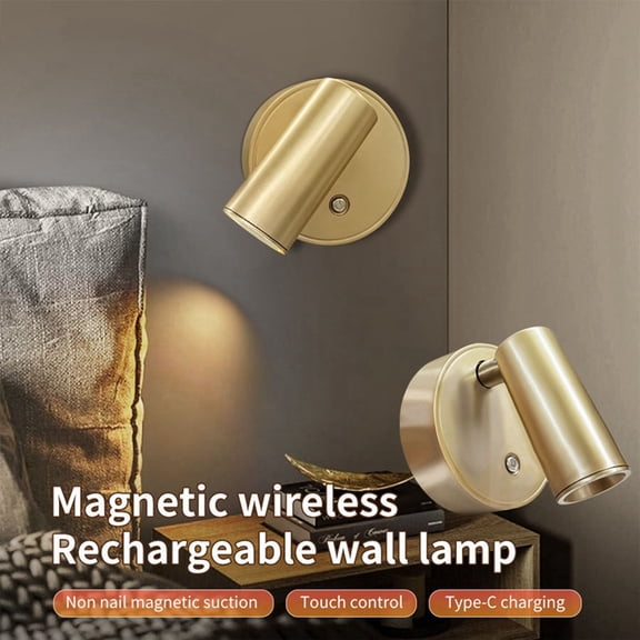 Magnetic LED Wall Lamp USB Rechargeable Touch Switch Wall Lights Spotlight Cordless Dimmable Bedroom Bedside Lamp