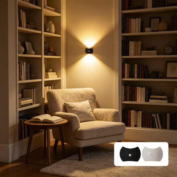 Magnetic LED Wall Washer Light, USB Rechargeable Picture Light, No-Drill, White or Black