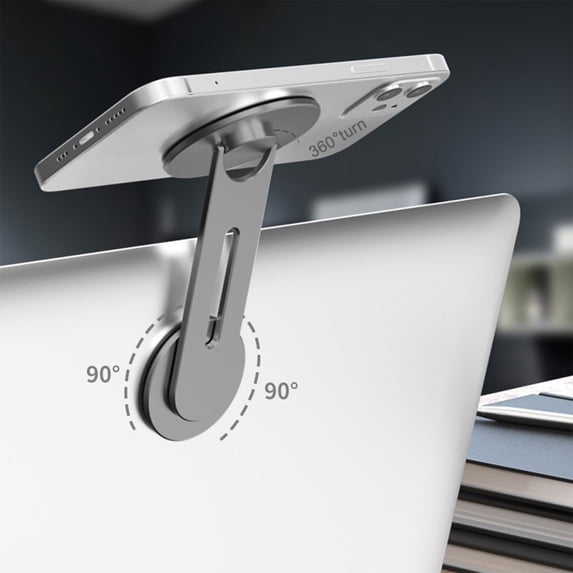 Magnetic Laptop Phone Stand Foldable 2-in-1 Adjustable Vertical Holder for Desk Home Office Travel,1PC,Gray