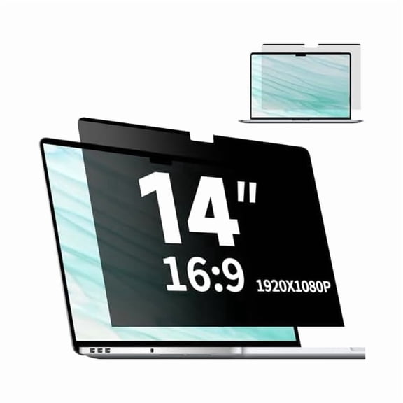 Magnetic Laptop Privacy Screen 14 Inch 16:9, Removable Matte Anti Glare Blue Light Filter - Computer Privacy Shield for 14in Laptop Protector