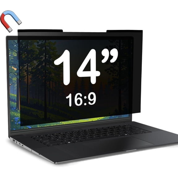 Magnetic Laptop Privacy Screen 14 inch for 16:9 Computer Monitor, Removable Anti-Glare Screen Privacy Shield, Screen Filter and Protector for Laptop (12 3/16"  6 7/8"), Fits (FHD 1920  1080)