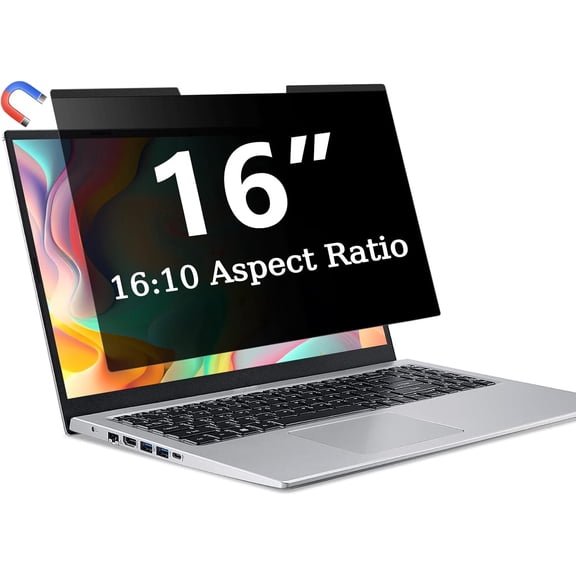 Magnetic Laptop Privacy Screen 16 Inch 16:10, for HP Dell Acer Asus Samsung Lenovo Thinkpad, Removable Privacy Screen Laptop, Anti Spy, Anti Glare, Blue Ray Reduction
