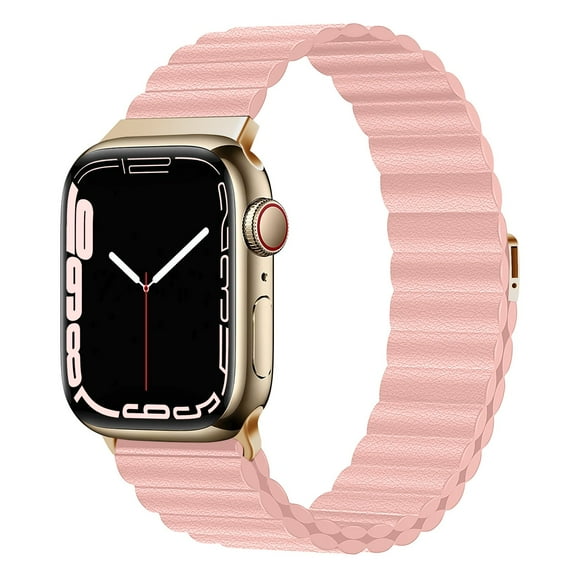 Magnetic Leather Band for Apple Watch Bands 45mm 44mm 40mm 38mm 42mm 41mm 45 Leather Link Loop Replacement Wristband with Strong Magnet Bracelet for iWatch SE & Series 7/6/5/4/3/2/1 Men Women