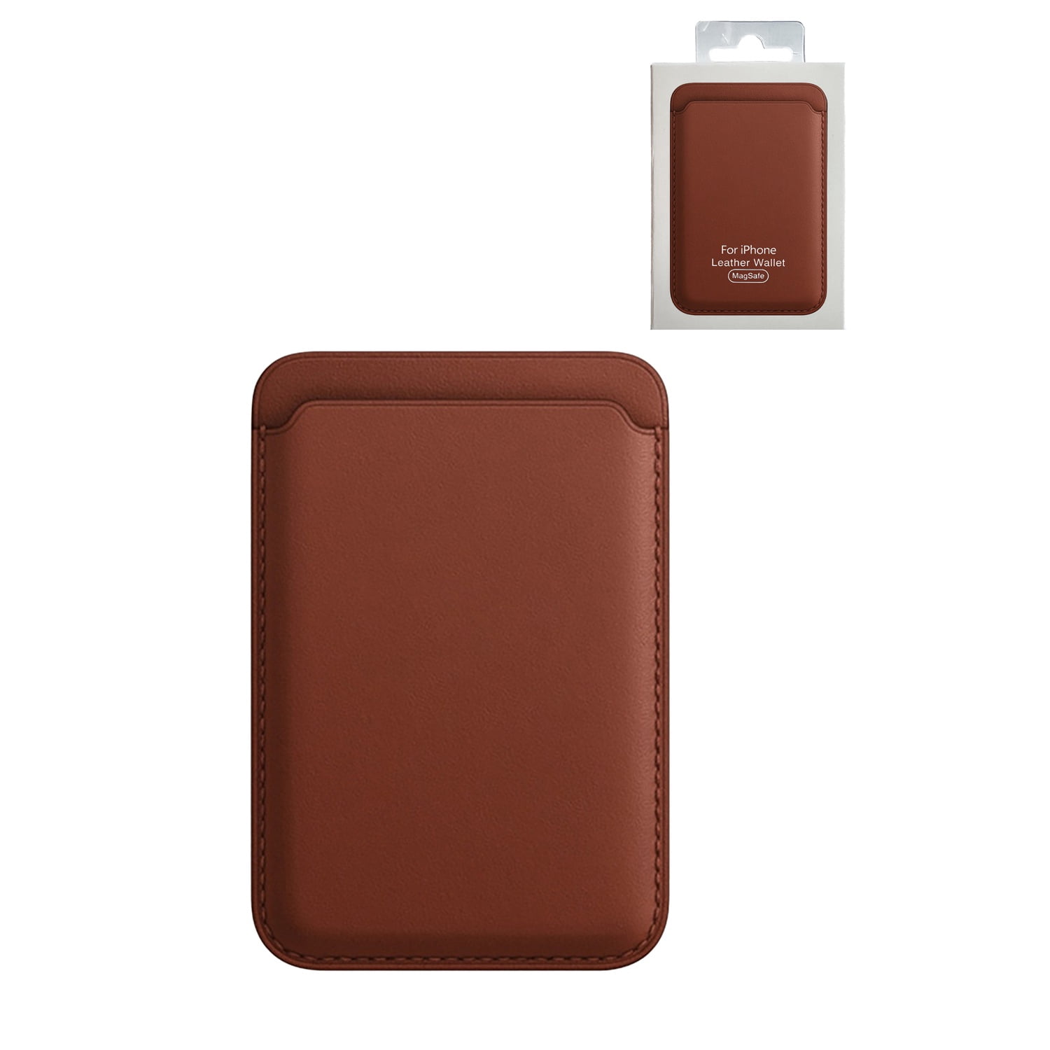 Magnetic Leather Card Storage Wallet - Brown