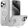 thumbnail image 1 of Magnetic Leather Case for iPhone 15 Pro Max Case MagSafe Shockproof Protective Case with Magnetic Kickstand Non-Slip Bumper (Grey), 1 of 12